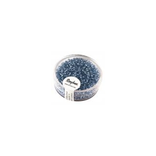 Rocailles, 2 mm ø,avec garniture argent bleu clair