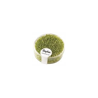 Rocailles, 2 mm ø, avec garniture argen vert clair