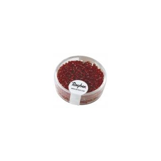 Rocailles, 2 mm ø, avec garniture argent   rouge