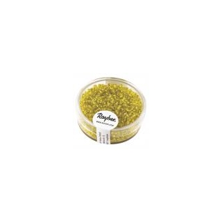 Rocailles, 2 mm ø, avec garniture argent  jaune