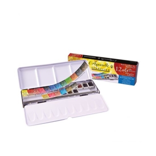BOITE AQUARELLE 12 DEMI GODETS+ 6 OFFERTS